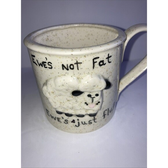 Stoneware Mug 12oz Art Pottery With Sleep Fluffy Mug, Humor Specked Finish - Picture 2 of 5